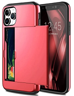 Гибридный чехол 2 в 1 с отделением для карт для Apple iPhone 13 Pro Max, противоударный, красный
